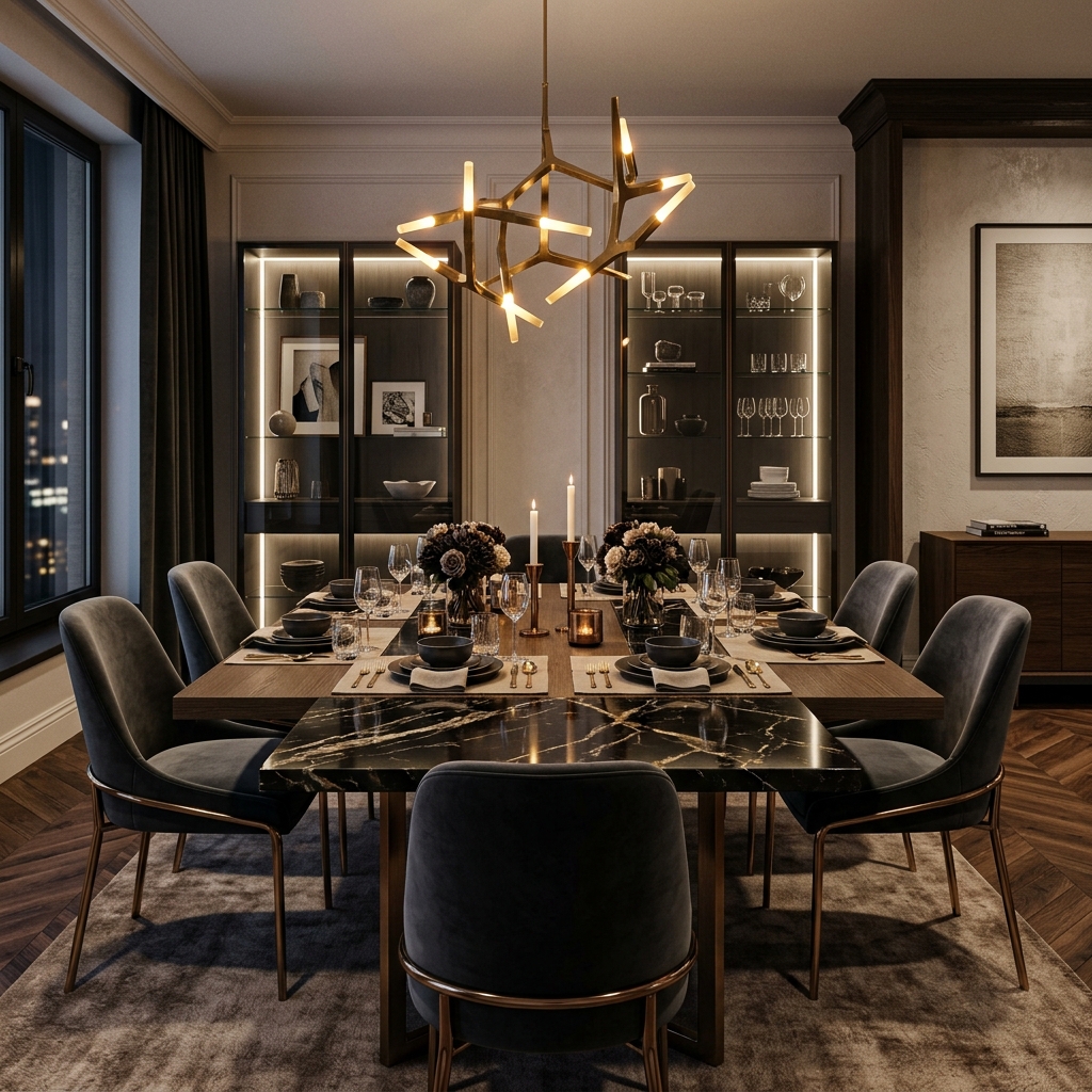 Stella Black Marble Dining Table